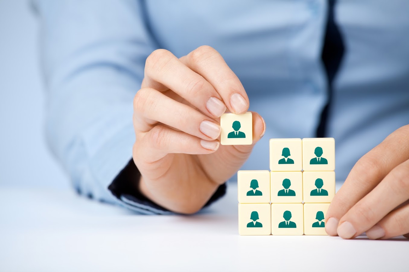 Worker blocks representing temporary staffing growth