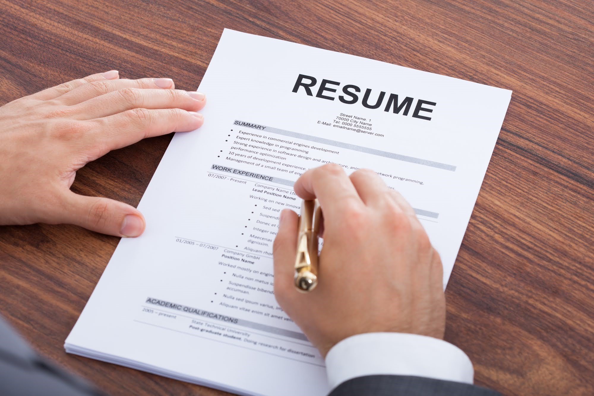 Resume paperwork used during a job search